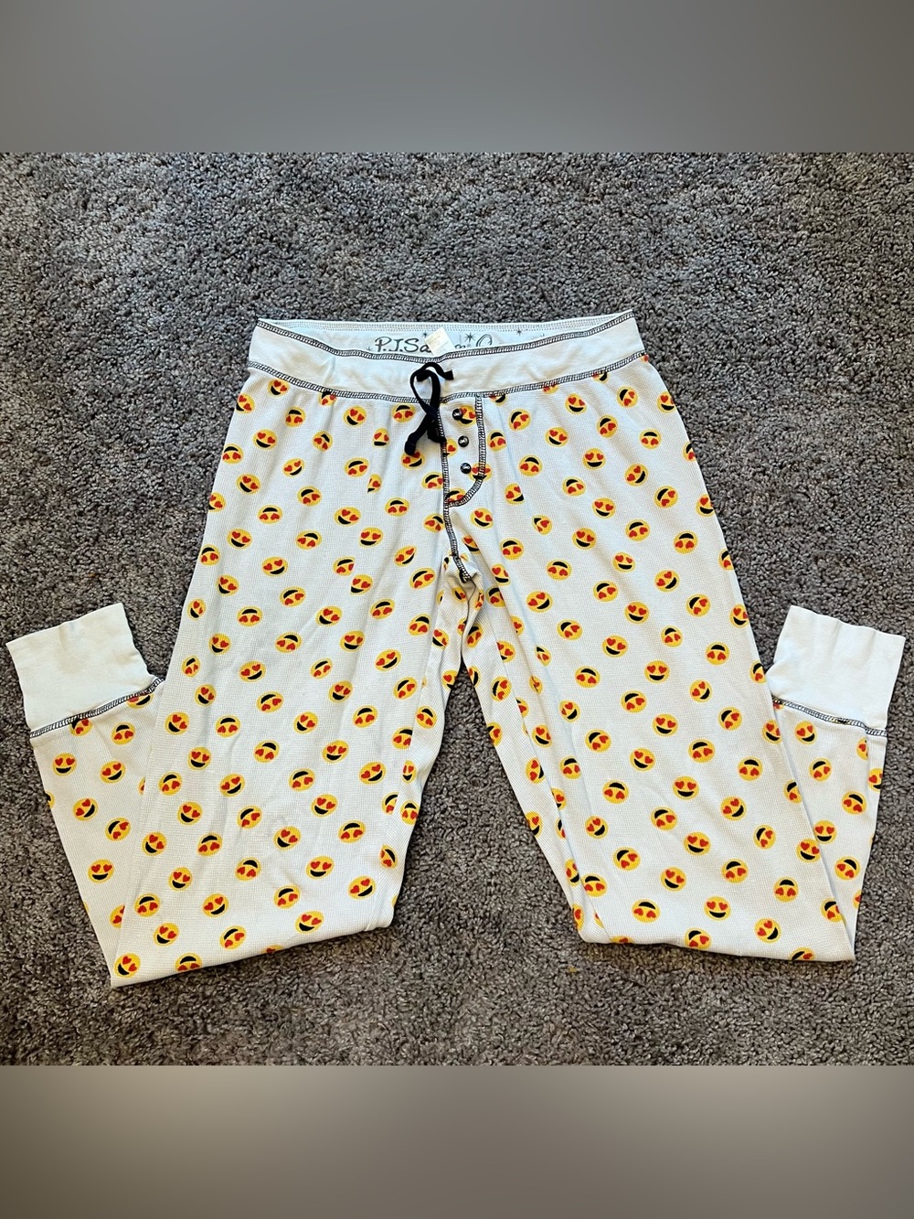 PJ Salvage White Smiley face Emoji Print Pajama Lounge Jogger Pants